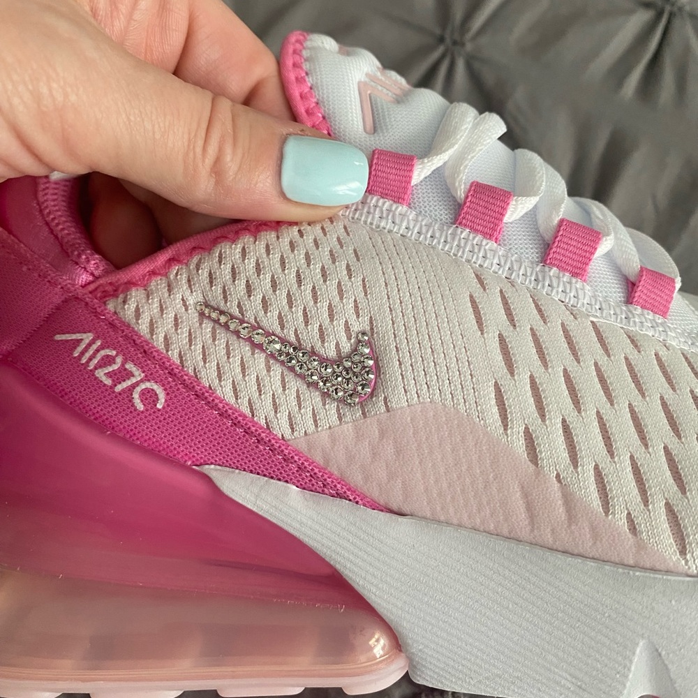 Authentic, custom made, blinged Nike Air 270 running shoes.
